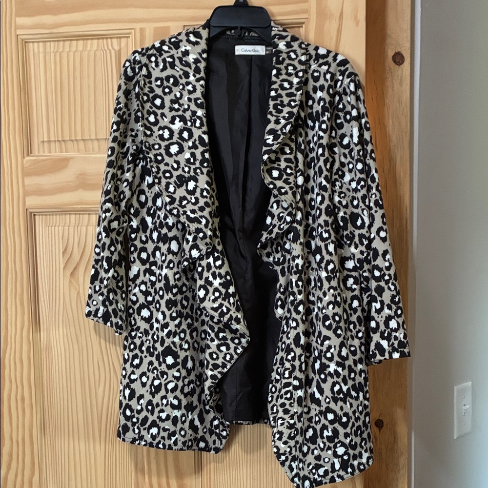 Chico's Animal Print Blazer in Black and Cream